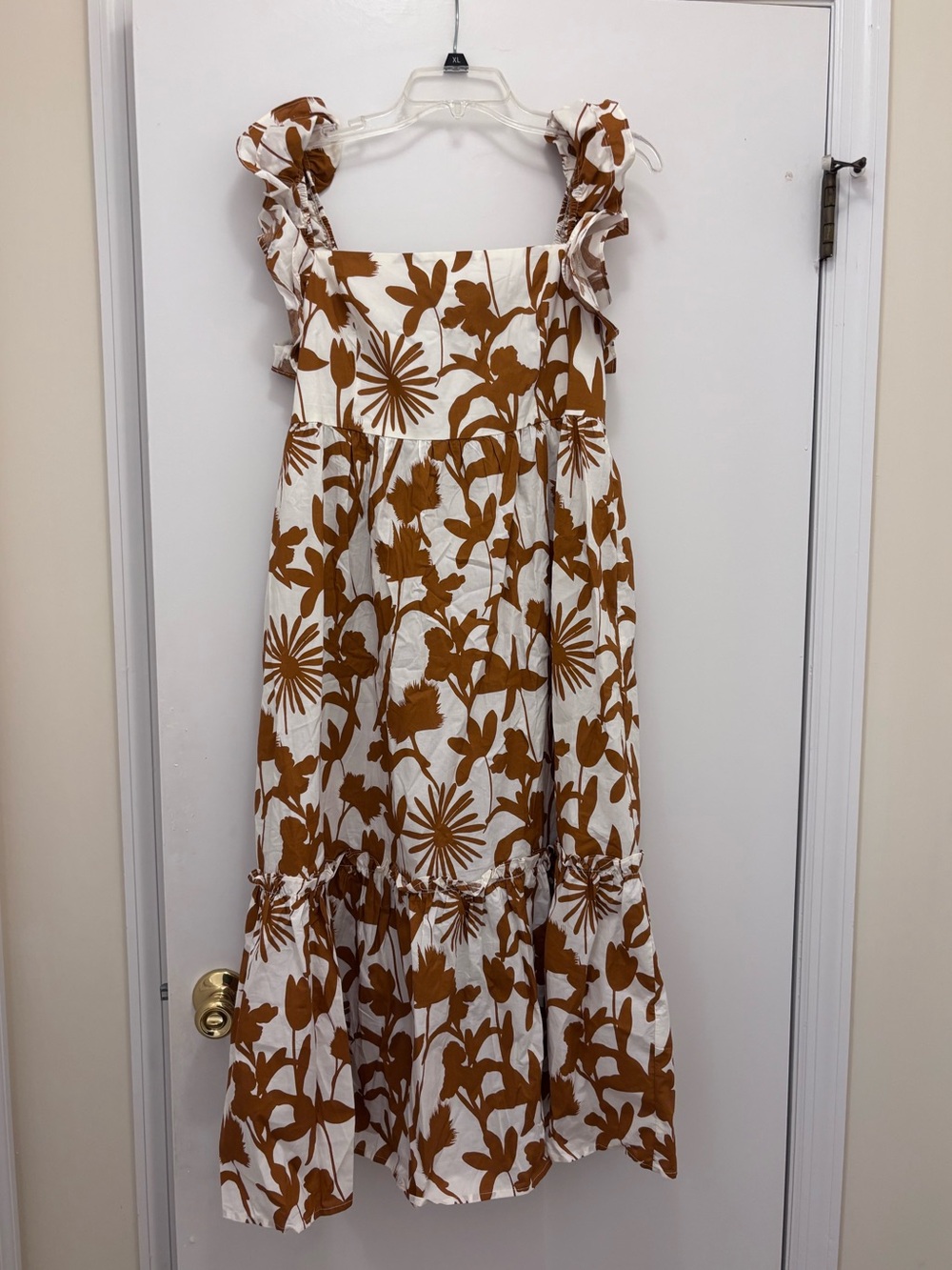 Petal and Pup White and Dark Orange/Brown Floral Sundress